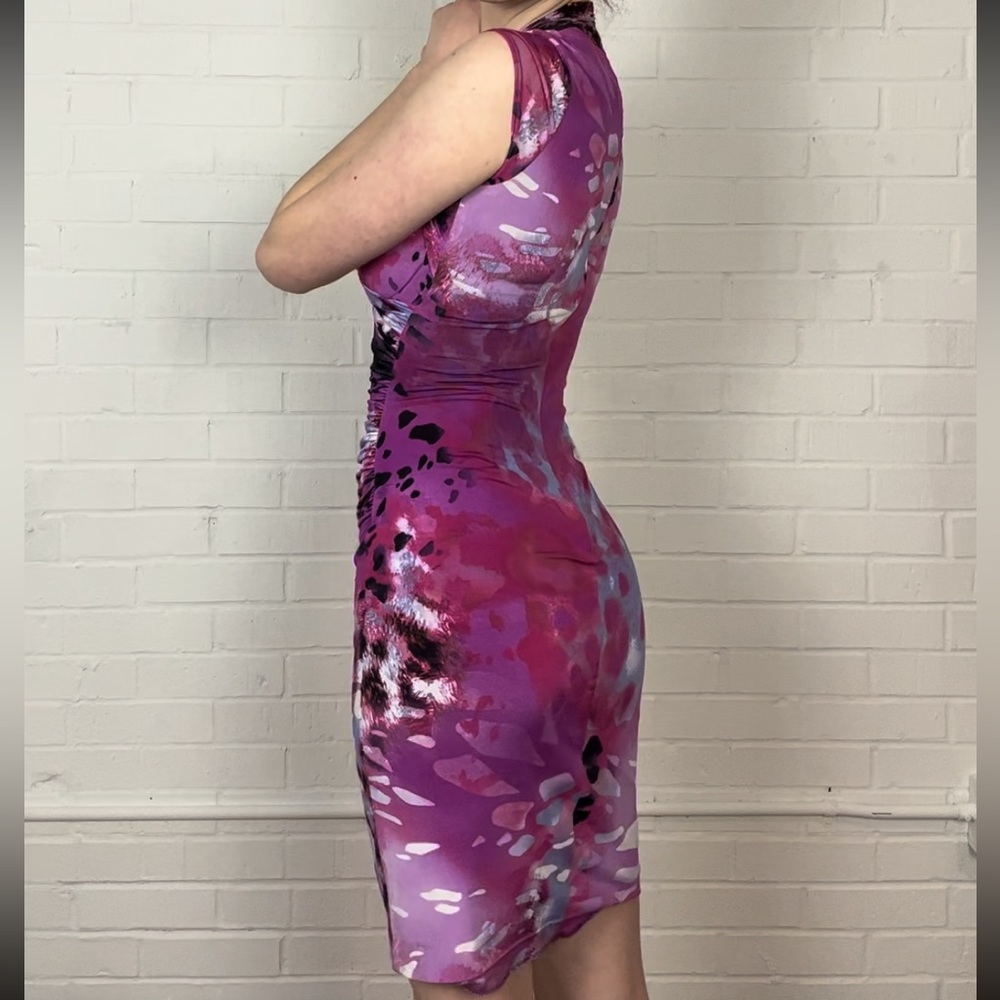 Amazing Early 2000’s/ Late 1990’s Caché Purple Leopard Print Dress - Picture 3 of 4
